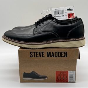 Steve Madden P-Jansen Black Leather Oxford Dress Shoes Size 8.5 | New